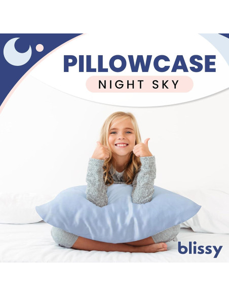 Funda de Almohada de Seda Blissy 100% Pura 50.8x66 cm Azul Bebé