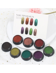 Kit de Polvo Cromado para Uñas Artdone 16 Colores Efecto Espejo 2