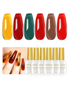 Kit de Esmalte de Uñas Gel Transparente Artdone 6 Colores