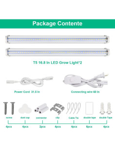 Luces de Crecimiento LED 5000K 42.67cm 20W 2 Piezas HongHu 2