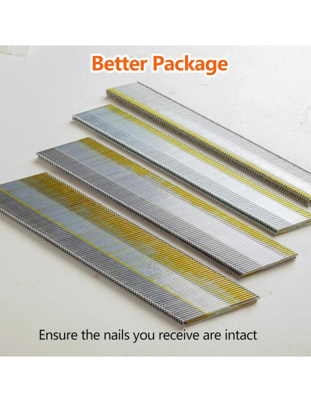 Clavos de Acabado Angulados 15GA Acero Inoxidable 304 1000 Unidades