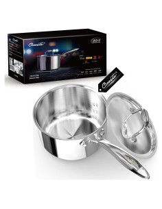 Cacerola de Acero Inoxidable Ciwete 2L con Tapa Ergonómica