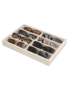 Bandeja Organizadora Coward de Terciopelo Beige 8 Compartimentos