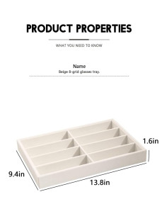 Bandeja Organizadora Coward de Terciopelo Beige 8 Compartimentos 2