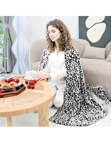 Manta Suave ZHIKU Leopardo Negro 100x130 cm Forro Polar