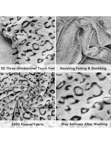 Manta Suave ZHIKU Leopardo Negro 100x130 cm Forro Polar