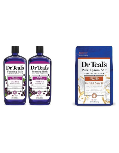 Baño Espumoso Dr Teal's 1008 ml + Remojo Sal Epsom 1.36 kg