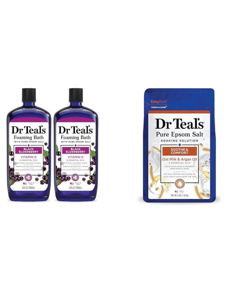 Baño Espumoso Dr Teal's 1008 ml + Remojo Sal Epsom 1.36 kg