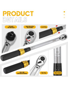 Juego de Llave de Torque UYECOVE 1/2" 10-160 FT-LB (13.6-217Nm) 8 Piezas 2