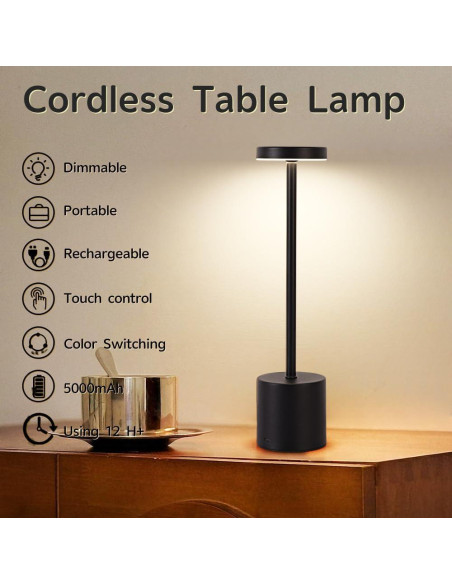 Juego de Lámparas de Mesa Inalámbricas XIH 2 Piezas LED 5000mAh