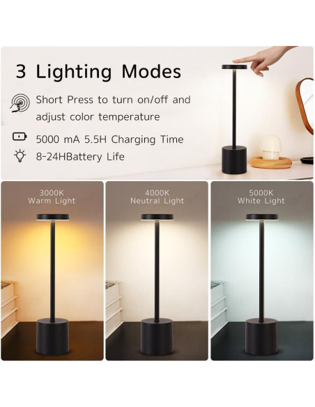 Juego de Lámparas de Mesa Inalámbricas XIH 2 Piezas LED 5000mAh