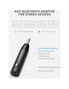Receptor Bluetooth 5.0 Maedhawk BTR005 para Coche 3.5mm 2