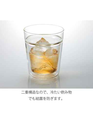 Vaso Doble Pared Hario Twin Rock 260ml Vidrio Transparente