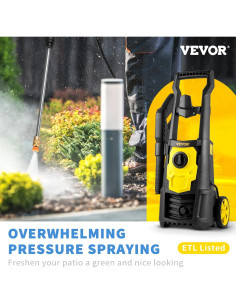 Lavadora a Presión Eléctrica VEVOR 2000 PSI 1.65 GPM 6m 2