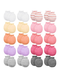 20 Pares Manoplas de Algodón para Bebés 0-6 Meses Sin Rasguños