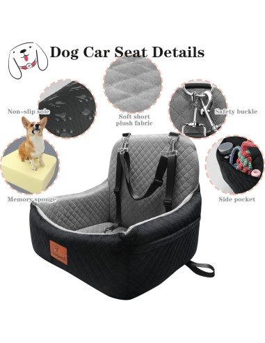 Asiento de coche para perros VERGODPRO negro 48x44cm antideslizante