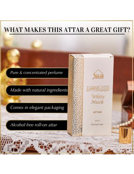 Aceite de Perfume Attar Dukhni Musk Blanco 30ml Unisex