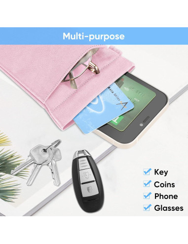 Funda Doble para Gafas Fintie Rosa con Correa y Microfibra