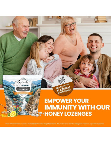 Pastillas Calmantes de Plata Coloidal OPTIVIDA con Miel y Limón - 1 Paquete