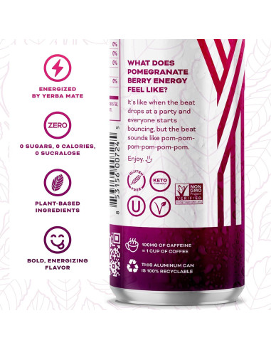 Yerbaé Energy Seltzer Granada Baya - Sin Azúcar, 12 Latas