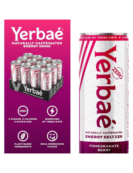 Yerbaé Energy Seltzer Granada Baya - Sin Azúcar, 12 Latas