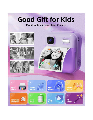 Cámara Instantánea Qnxoatr X90pro 48MP HD para Niños