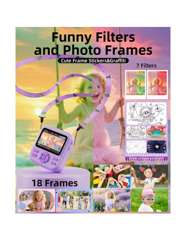 Cámara Instantánea Qnxoatr X90pro 48MP HD para Niños