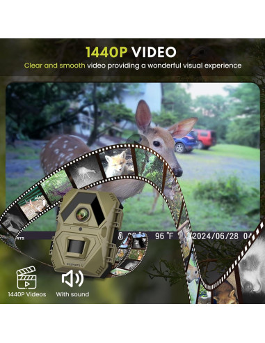 Cámara de sendero WOSPORTS H37 36MP 1440P visión nocturna