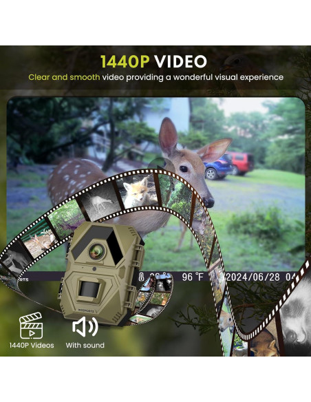 Cámara de sendero WOSPORTS H37 36MP 1440P visión nocturna