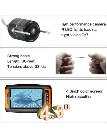 Cámara de Pesca Submarina LUCKYLAKER con Monitor LCD 10.92 cm
