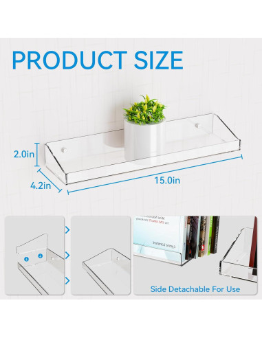 Estantes Acrílicos Flotantes Yieach 38 cm - 4 Unidades