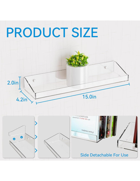 Estantes Acrílicos Flotantes Yieach 38 cm - 4 Unidades