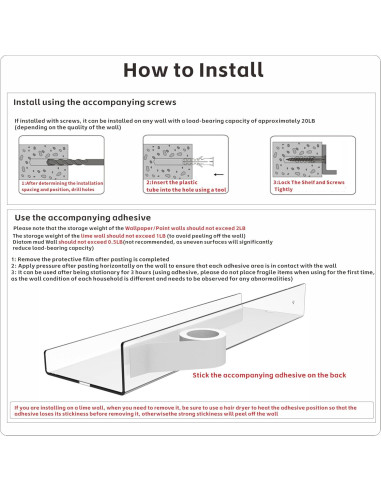 Estantes Acrílicos Flotantes Yieach 38 cm - 4 Unidades