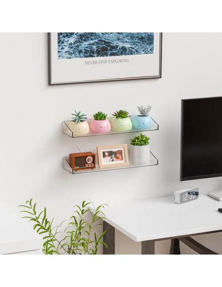 Estantes Acrílicos Flotantes Yieach 38 cm - 4 Unidades