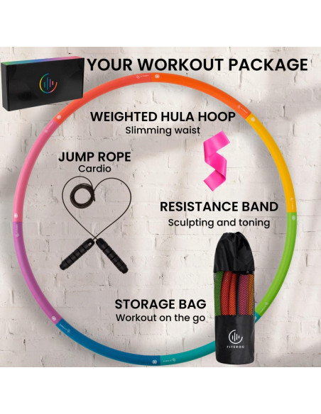 Aro de Hula Ponderado Fiteroc 1.27 kg Grande Ajustable