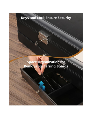 Caja de Relojes Uten de 12 Compartimentos con Tapa de Vidrio