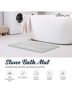 Alfombra de Baño Antideslizante Graplife 60x39 cm Diatomita Gris 2