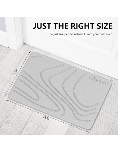 Alfombra de Baño Antideslizante Graplife 60x39 cm Diatomita Gris