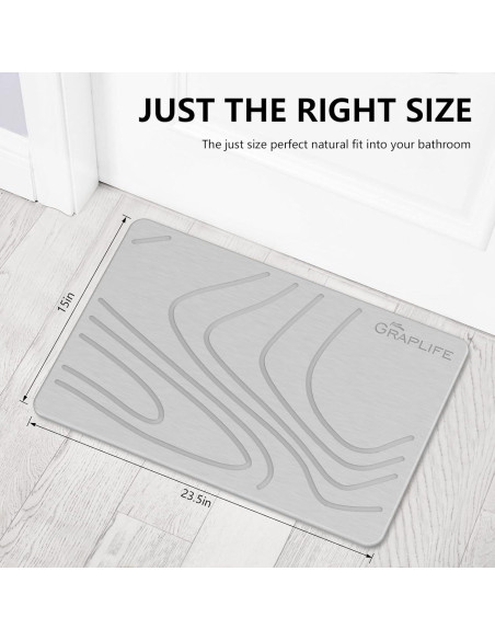 Alfombra de Baño Antideslizante Graplife 60x39 cm Diatomita Gris