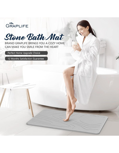Alfombra de Baño Antideslizante Graplife 60x39 cm Diatomita Gris