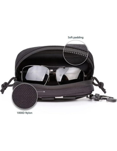 Funda de Gafas Táctica MOLLE Negra 17x8x5 cm