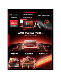 Laptop MALLRACE LX15PRO AMD Ryzen 7 7730U 16GB RAM 512GB SSD 2