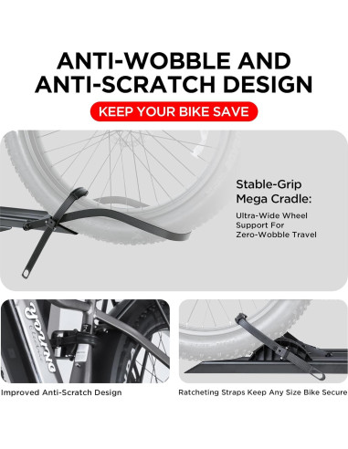 Portabicicletas de Aluminio Young Electric 200 kg 2-Ebike con Rampa