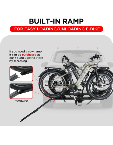 Portabicicletas de Aluminio Young Electric 200 kg 2-Ebike con Rampa
