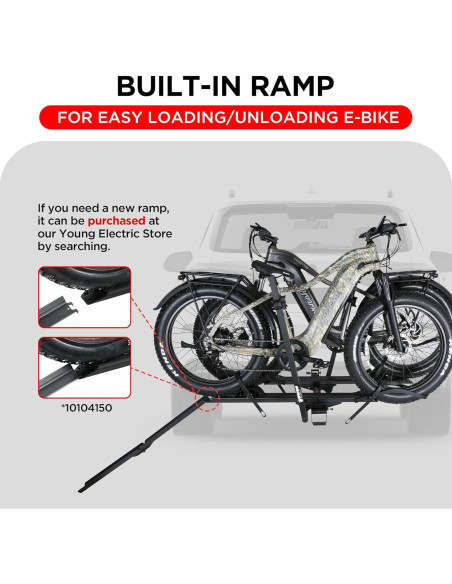 Portabicicletas de Aluminio Young Electric 200 kg 2-Ebike con Rampa