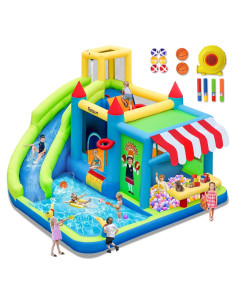 Casa Inflable de Rebote FBSPORT con Tobogán de Agua 427x387cm