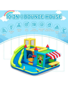 Casa Inflable de Rebote FBSPORT con Tobogán de Agua 427x387cm 2