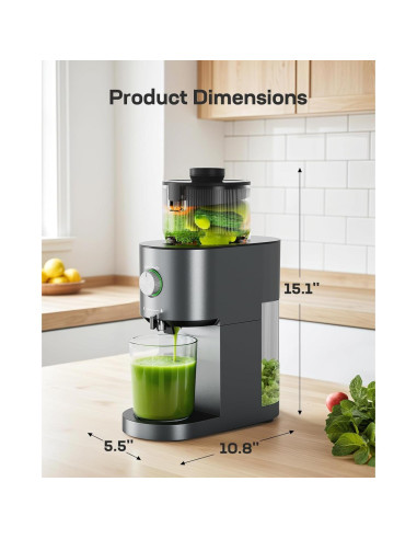 Exprimidor de Prensa Fría Silonn SLMCJ01B, 100W, 13.7cm