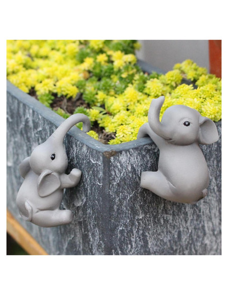 Juego de 2 Elefantes Trepadores para Macetas Pujipu