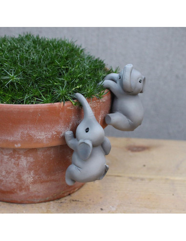 Juego de 2 Elefantes Trepadores para Macetas Pujipu